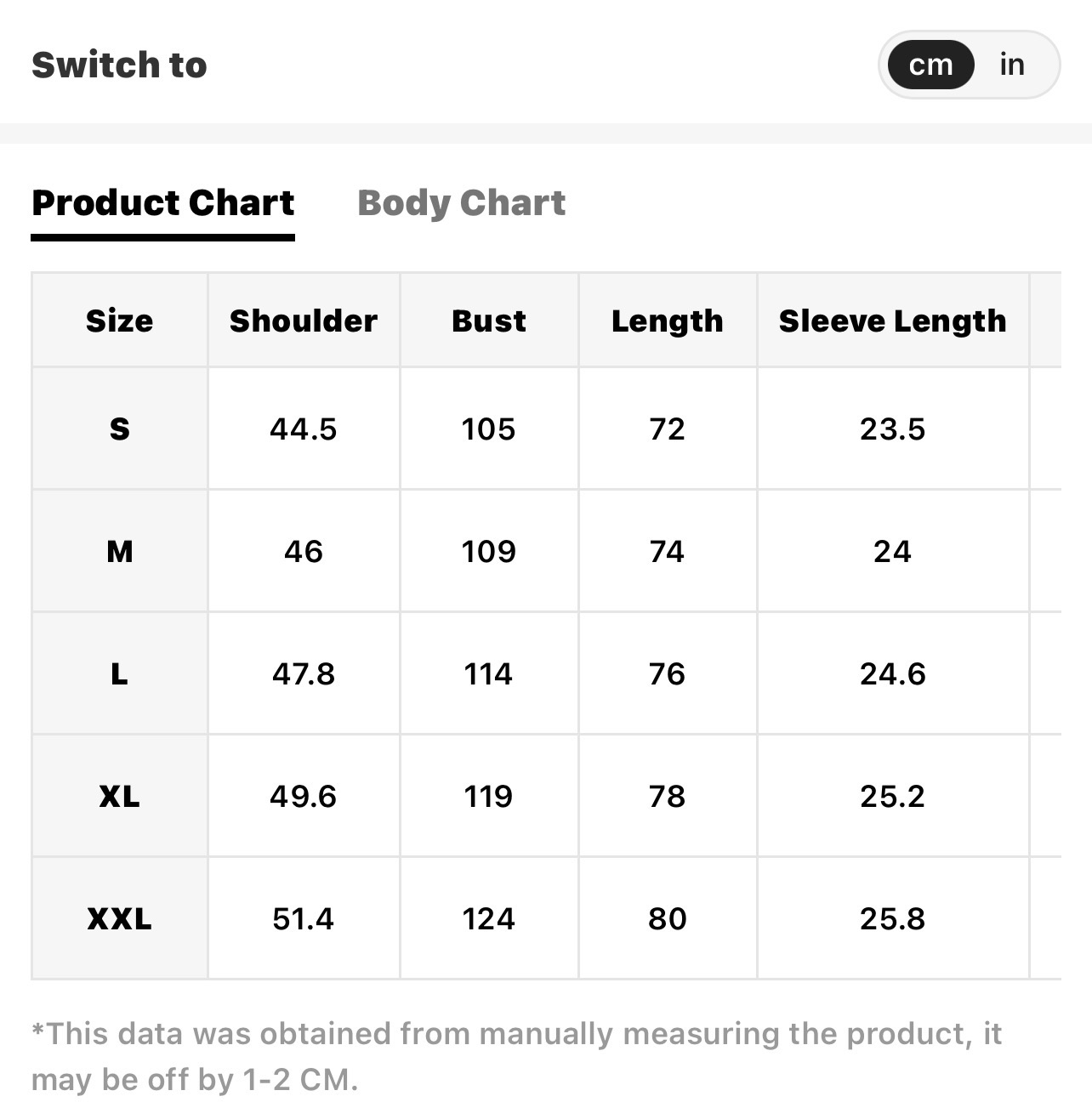 Size Chart
